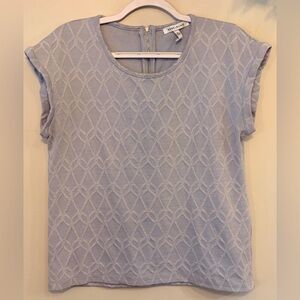 ROSE & OLIVE Blue Textured Cap-Sleeve Top